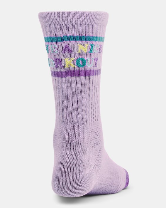 Women's UA Essential 3-Pack Mid Crew Socks in Purple image number 2